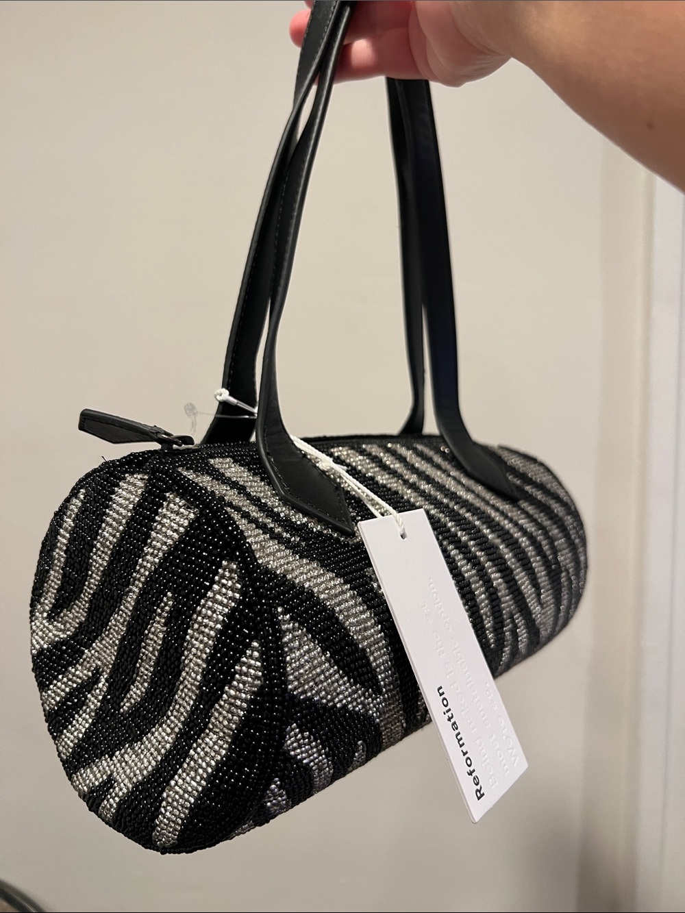 Reformation Zebra Beaded Aurora Shoulder Bag - Picture 2 of 8